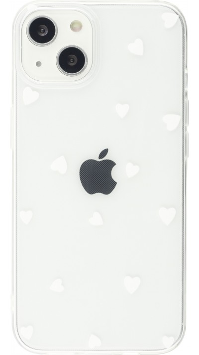 Hülle iPhone 15 - Gummi kleines Herz - Weiss