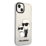 Coque iPhone 13 - Karl Lagerfeld et Choupette duo gel rigide pailleté - Transparent