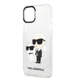Coque iPhone 13 - Karl Lagerfeld et Choupette duo gel rigide pailleté - Transparent