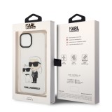 Coque iPhone 13 - Karl Lagerfeld et Choupette duo gel rigide pailleté - Transparent