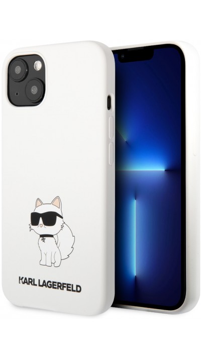 iPhone 13 Case Hülle - Karl Lagerfeld Silikon Soft-Touch Choupette - Weiss