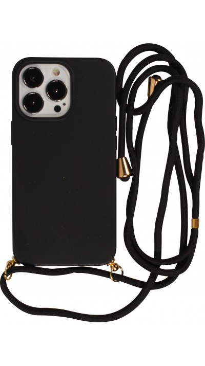 iPhone 15 Pro Max Case Hülle - Bio Eco-Friendly Vegan mit Handykette Necklace - Schwarz
