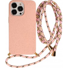 iPhone 13 Pro Case Hülle - Bio Eco-Friendly Vegan mit Handykette Necklace - Rosa