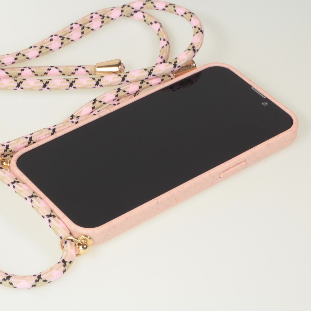 iPhone 13 Pro Case Hülle - Bio Eco-Friendly Vegan mit Handykette Necklace - Rosa