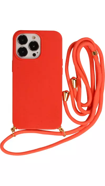 iPhone 14 Pro Case Hülle - Bio Eco-Friendly Vegan mit Handykette Necklace - Rot
