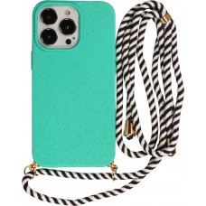 iPhone 16 Pro Max Case Hülle - Bio Eco-Friendly Vegan mit Handykette Necklace - Türkis