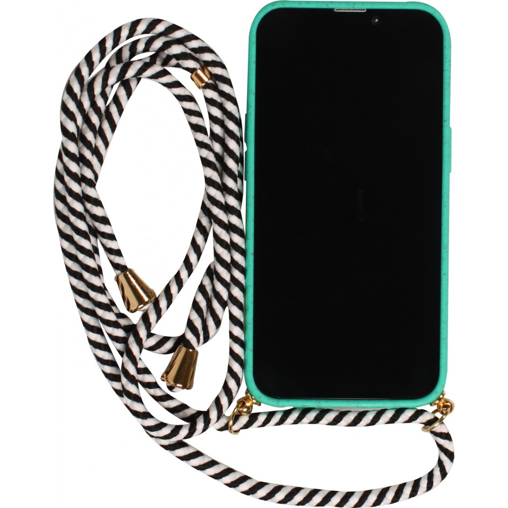 iPhone 16 Pro Max Case Hülle - Bio Eco-Friendly Vegan mit Handykette Necklace - Türkis