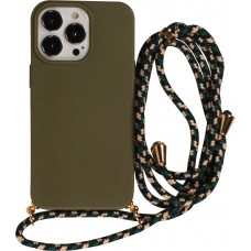 iPhone 14 Pro Max Case Hülle - Bio Eco-Friendly Vegan mit Handykette Necklace - Dunkelgrün