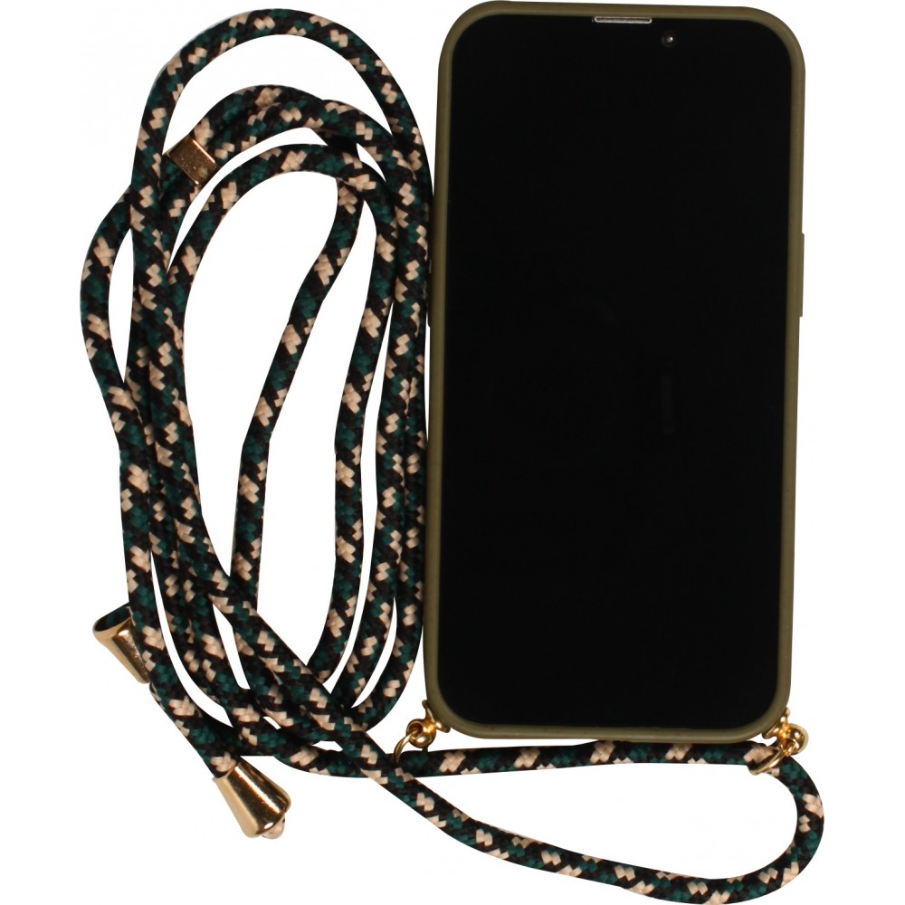 iPhone 14 Pro Max Case Hülle - Bio Eco-Friendly Vegan mit Handykette Necklace - Dunkelgrün