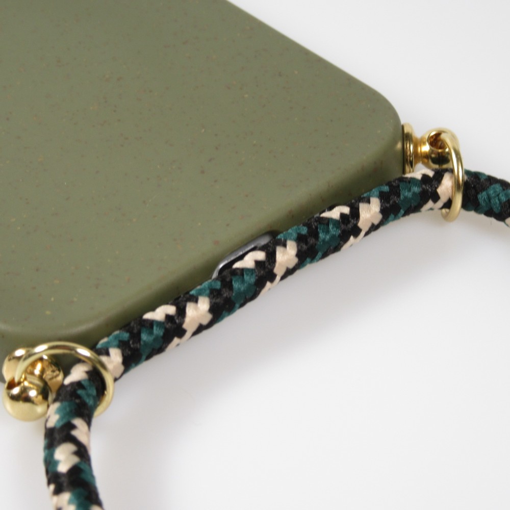 iPhone 14 Pro Max Case Hülle - Bio Eco-Friendly Vegan mit Handykette Necklace - Dunkelgrün