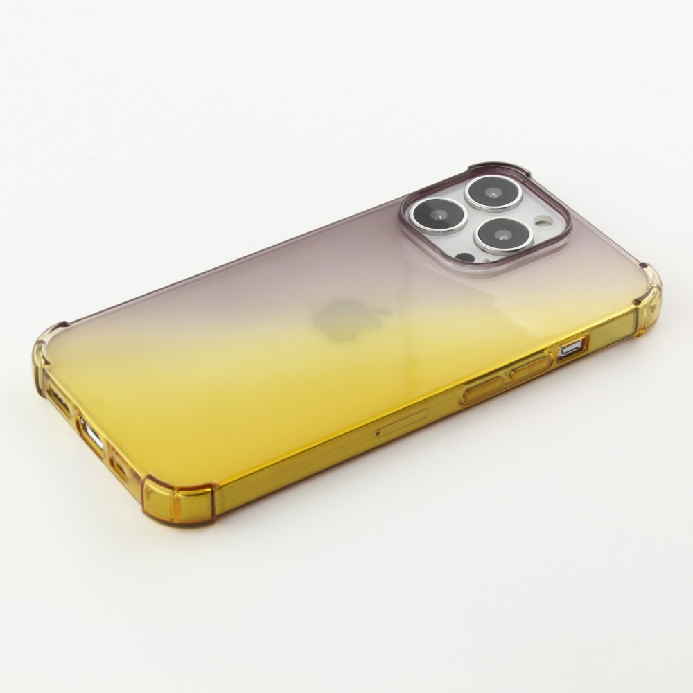 iPhone 14 Pro Max Case Hülle - Gummi Bumper Rainbow mit extra Schutz für Ecken Antischock - braun - Gelb