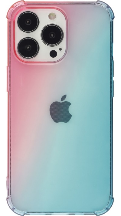 iPhone 15 Plus Case Hülle - Gummi Bumper Rainbow mit extra Schutz für Ecken Antischock - rosa blau