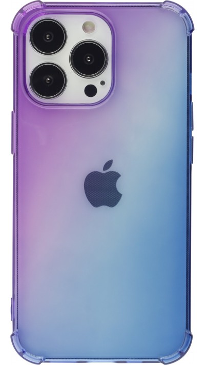 iPhone 14 Pro Case Hülle - Gummi Bumper Rainbow mit extra Schutz für Ecken Antischock - violett blau