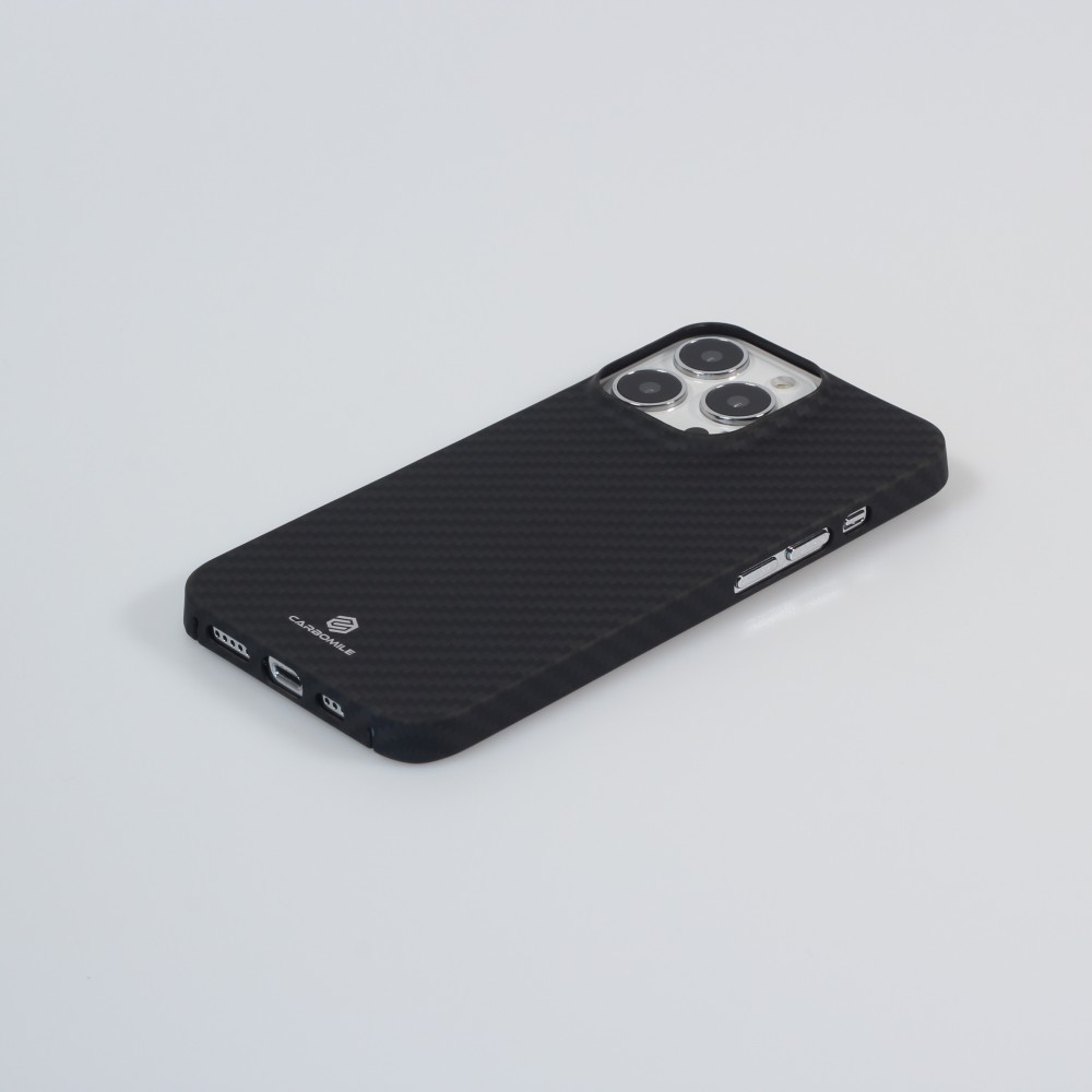 iPhone 16 Pro Max Case Hülle - Carbomile Schutzcase aus echtem Aramid Carbonfaser - Schwarz