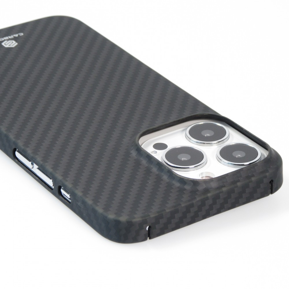 iPhone 16 Pro Max Case Hülle - Carbomile Schutzcase aus echtem Aramid Carbonfaser - Schwarz