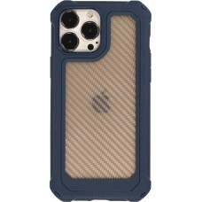 iPhone 14 Pro Max Case Hülle - Military Elite kompakt Cover mit semi-transparentem Carbon Rücken - Dunkelblau