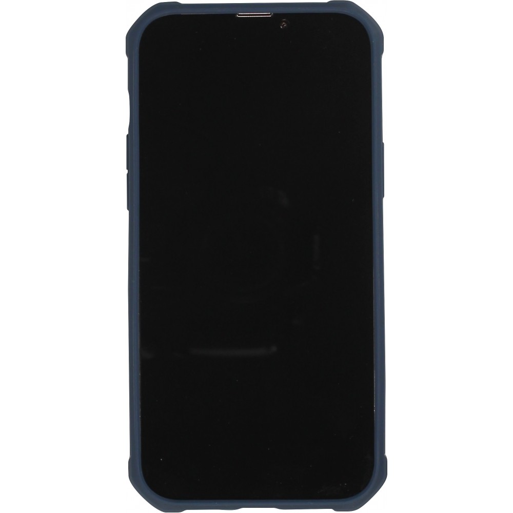 iPhone 14 Pro Max Case Hülle - Military Elite kompakt Cover mit semi-transparentem Carbon Rücken - Dunkelblau