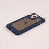 iPhone 14 Pro Max Case Hülle - Military Elite kompakt Cover mit semi-transparentem Carbon Rücken - Dunkelblau