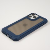 iPhone 14 Pro Max Case Hülle - Military Elite kompakt Cover mit semi-transparentem Carbon Rücken - Dunkelblau