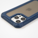 iPhone 14 Pro Max Case Hülle - Military Elite kompakt Cover mit semi-transparentem Carbon Rücken - Dunkelblau
