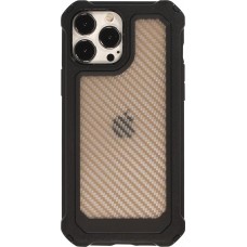 iPhone 14 Pro Case Hülle - Military Elite kompakt Cover mit semi-transparentem Carbon Rücken - Schwarz