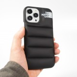 Coque iPhone 13 Pro Max - Design 3D stylé de doudoune avec couture décorative - Noir