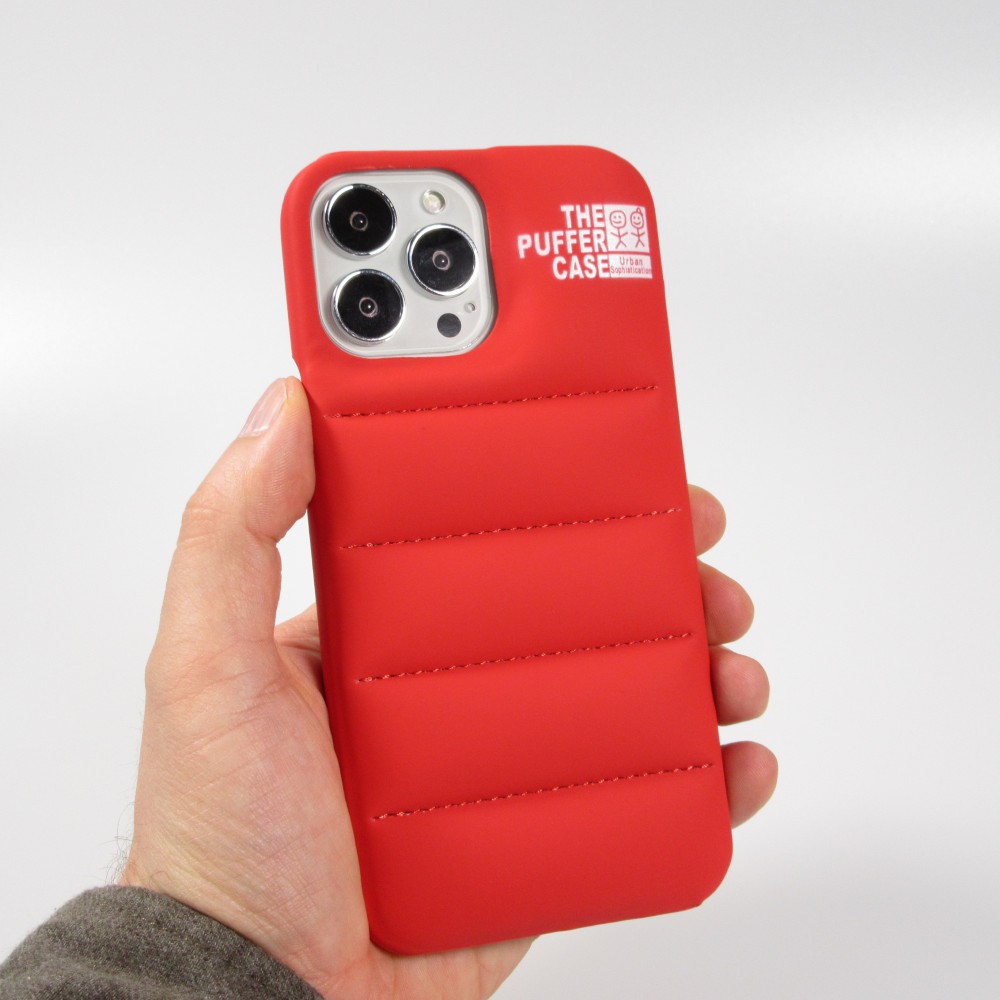 iPhone 13 Pro Case Hülle - 3D stylische Daunenjacke Design mit Ziernaht - Rot