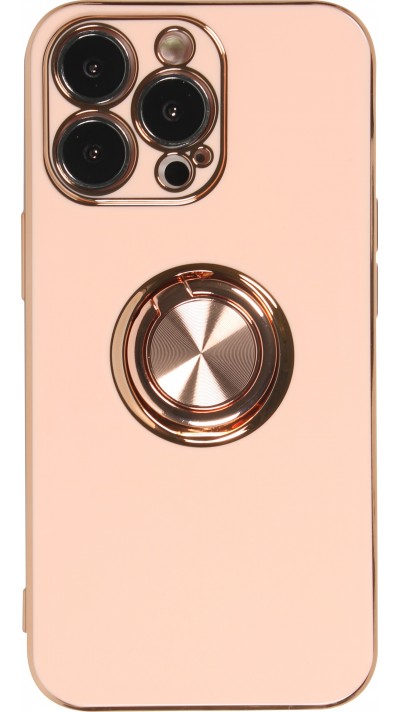 Hülle iPhone 13 Pro Max - Gummi Bronze mit Ring - Rosa