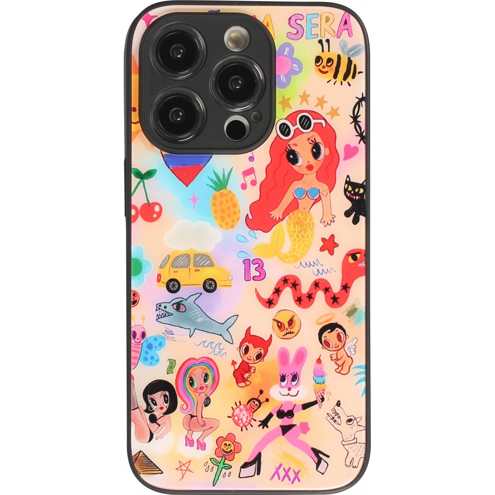 iPhone 14 Pro Case Hülle - Karol G Hot cartoons mit brillanter Oberfläche mit schwarzen Silikon Rändern