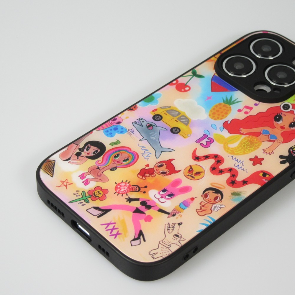 iPhone 14 Pro Case Hülle - Karol G Hot cartoons mit brillanter Oberfläche mit schwarzen Silikon Rändern