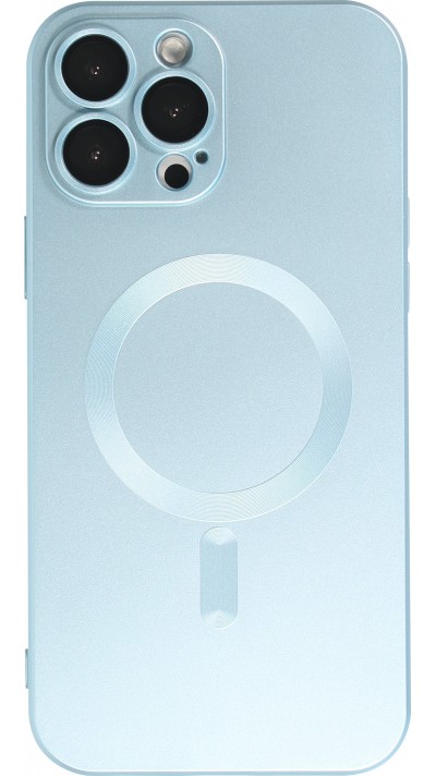 iPhone 14 Pro Max Case Hülle - Gummi weich mit Kameraschutzglas MagSafe - Blau