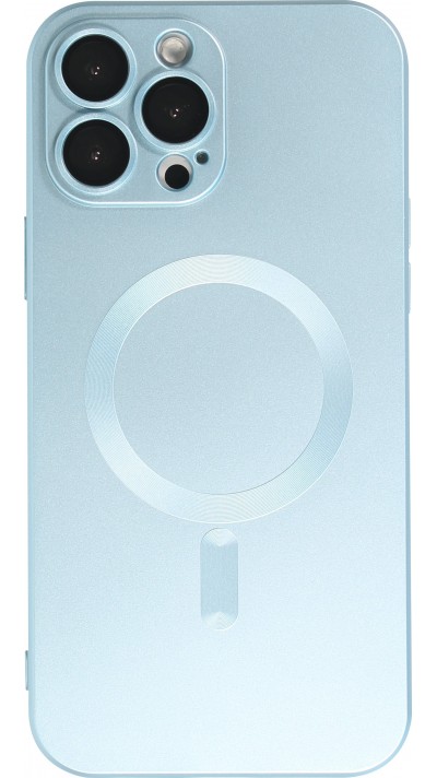 Coque iPhone 15 Pro Max - Gel souple avec vitre de protection caméra MagSafe - Bleu