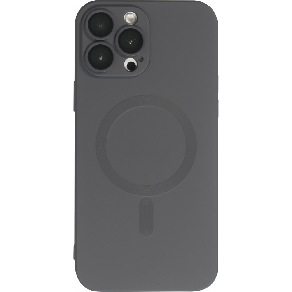 iPhone 16 Pro Case Hülle - Gummi weich mit Kameraschutzglas MagSafe - Schwarz