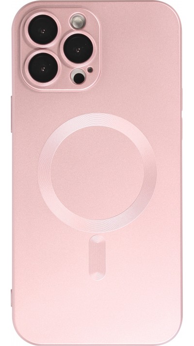 Coque iPhone 15 Pro Max - Gel souple avec vitre de protection caméra MagSafe - Rose