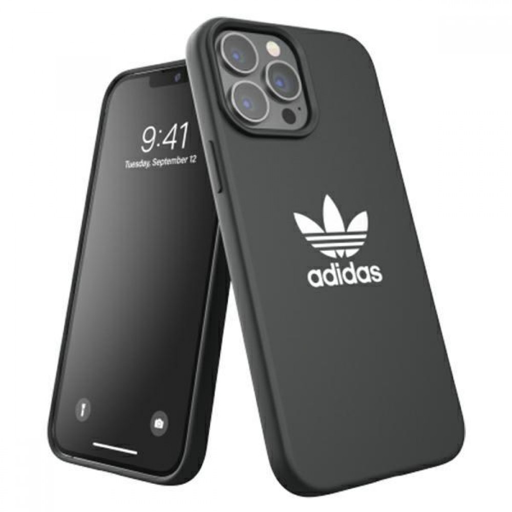 iPhone 13 Pro Max Case Hülle - Adidas Silikon Soft-Touch mit weißem Logoaufdruck - Schwarz
