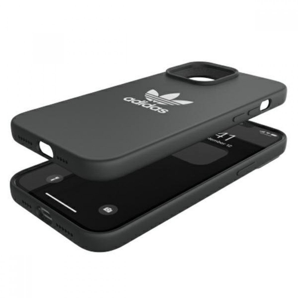 iPhone 13 Pro Max Case Hülle - Adidas Silikon Soft-Touch mit weißem Logoaufdruck - Schwarz