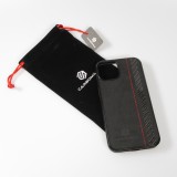 Samsung Galaxy S24 Ultra Case Hülle - Carbomile Alcantara und Carbon mit roten Nähten (MagSafe kompatibel)