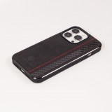 Samsung Galaxy S24 Ultra Case Hülle - Carbomile Alcantara und Carbon mit roten Nähten (MagSafe kompatibel)