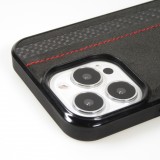 Samsung Galaxy S24 Ultra Case Hülle - Carbomile Alcantara und Carbon mit roten Nähten (MagSafe kompatibel)
