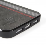 Samsung Galaxy S24 Ultra Case Hülle - Carbomile Alcantara und Carbon mit roten Nähten (MagSafe kompatibel)