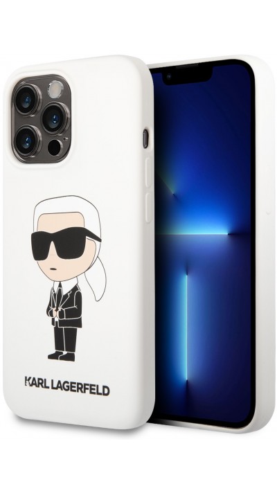 iPhone 13 Pro Max Case Hülle - Karl Lagerfeld schik silikon Soft-Touch - Weiss