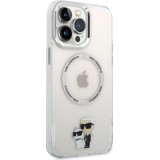 iPhone 13 Pro Max Case Hülle - Karl Lagerfeld und Choupette duo gel rigide mit MagSafe in silber - Transparent