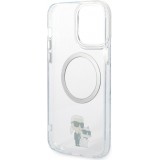 iPhone 13 Pro Max Case Hülle - Karl Lagerfeld und Choupette duo gel rigide mit MagSafe in silber - Transparent