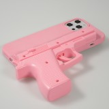 iPhone 12 Pro Max Case Hülle - Realistische Pistole 3D mit nutzbarem Abzughebel - Hellrosa