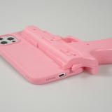 iPhone 12 Pro Max Case Hülle - Realistische Pistole 3D mit nutzbarem Abzughebel - Hellrosa