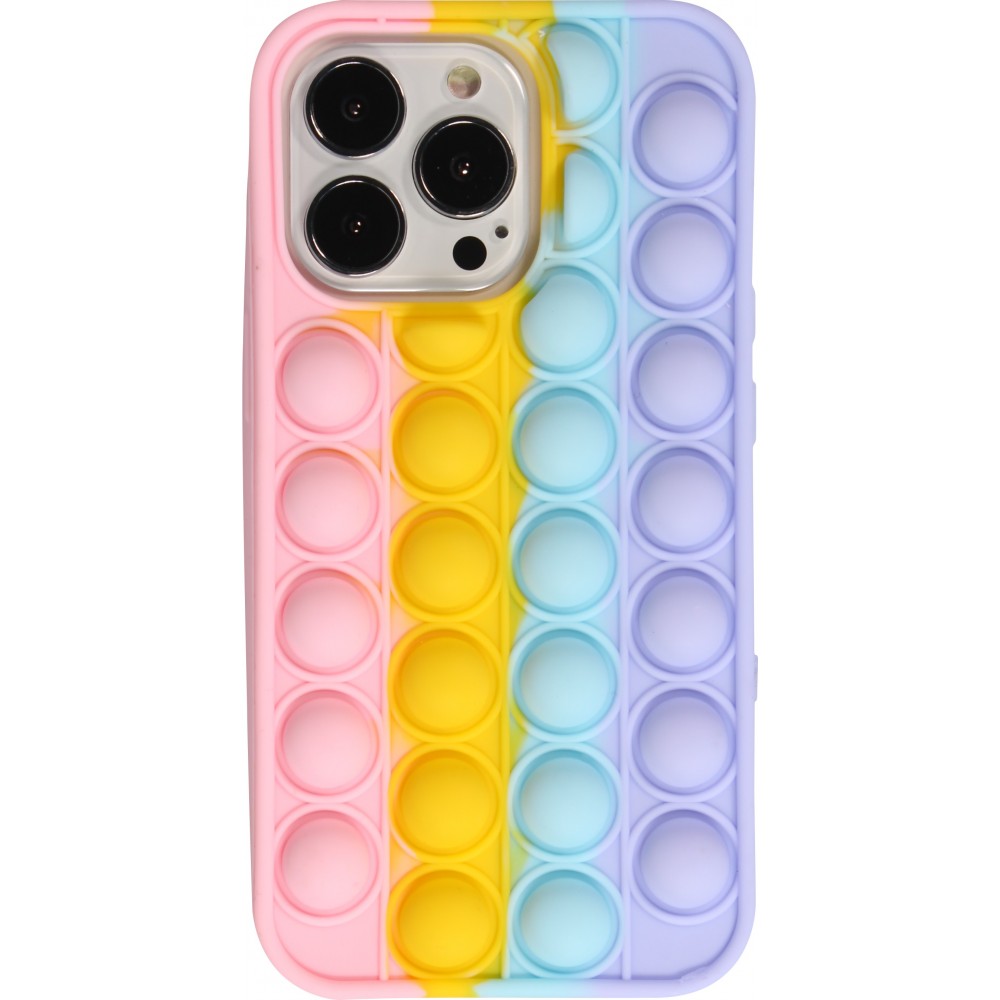 Coque iPhone 13 Pro Max - Silicone jeu éclate bulles anti-stress arc-en-ciel