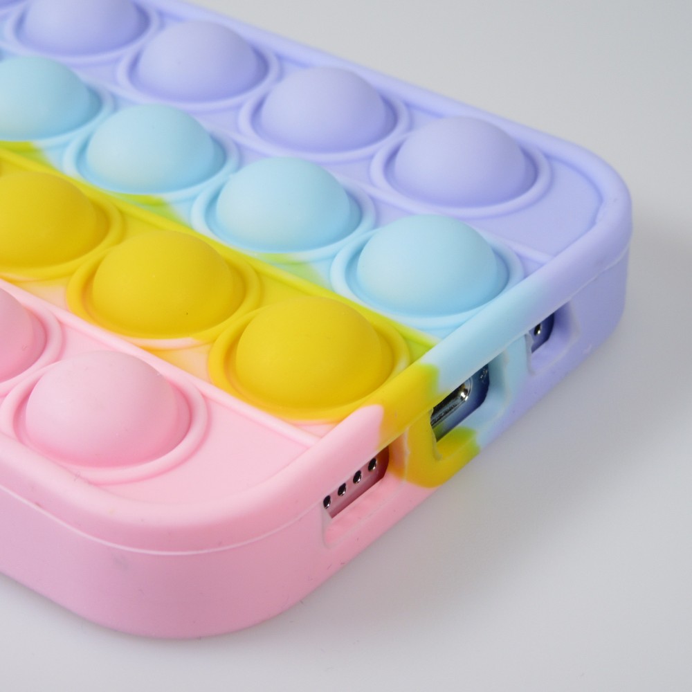 Coque iPhone 13 Pro Max - Silicone jeu éclate bulles anti-stress arc-en-ciel
