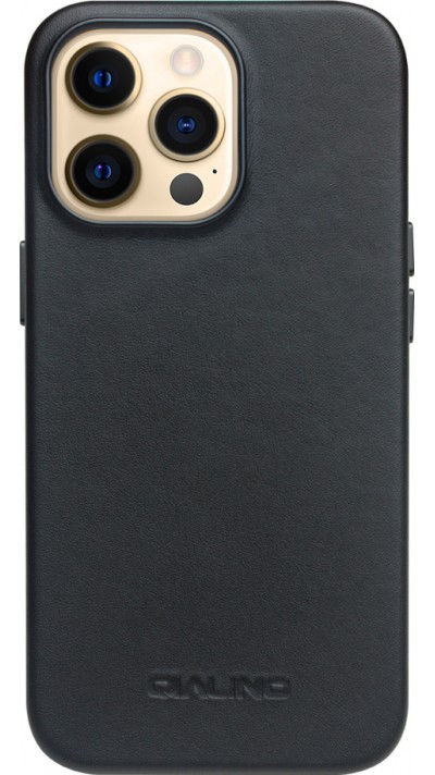iPhone 13 Pro Max Case Hülle - Qialino Echtleder (MagSafe kompatibel) - Schwarz