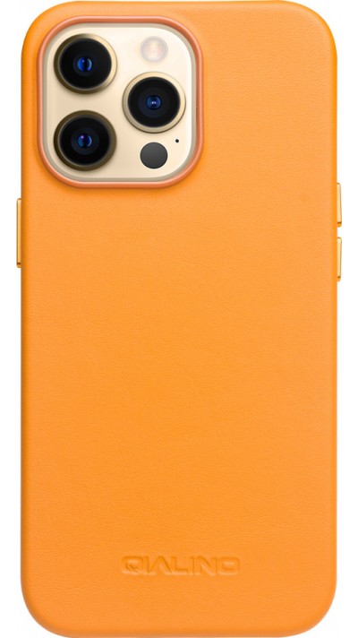 iPhone 13 Pro Max Case Hülle - Qialino Echtleder (MagSafe kompatibel) - Orange