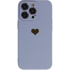 iPhone 16 Pro Max Case Hülle - Silikon Mat Herz gold - Blau
